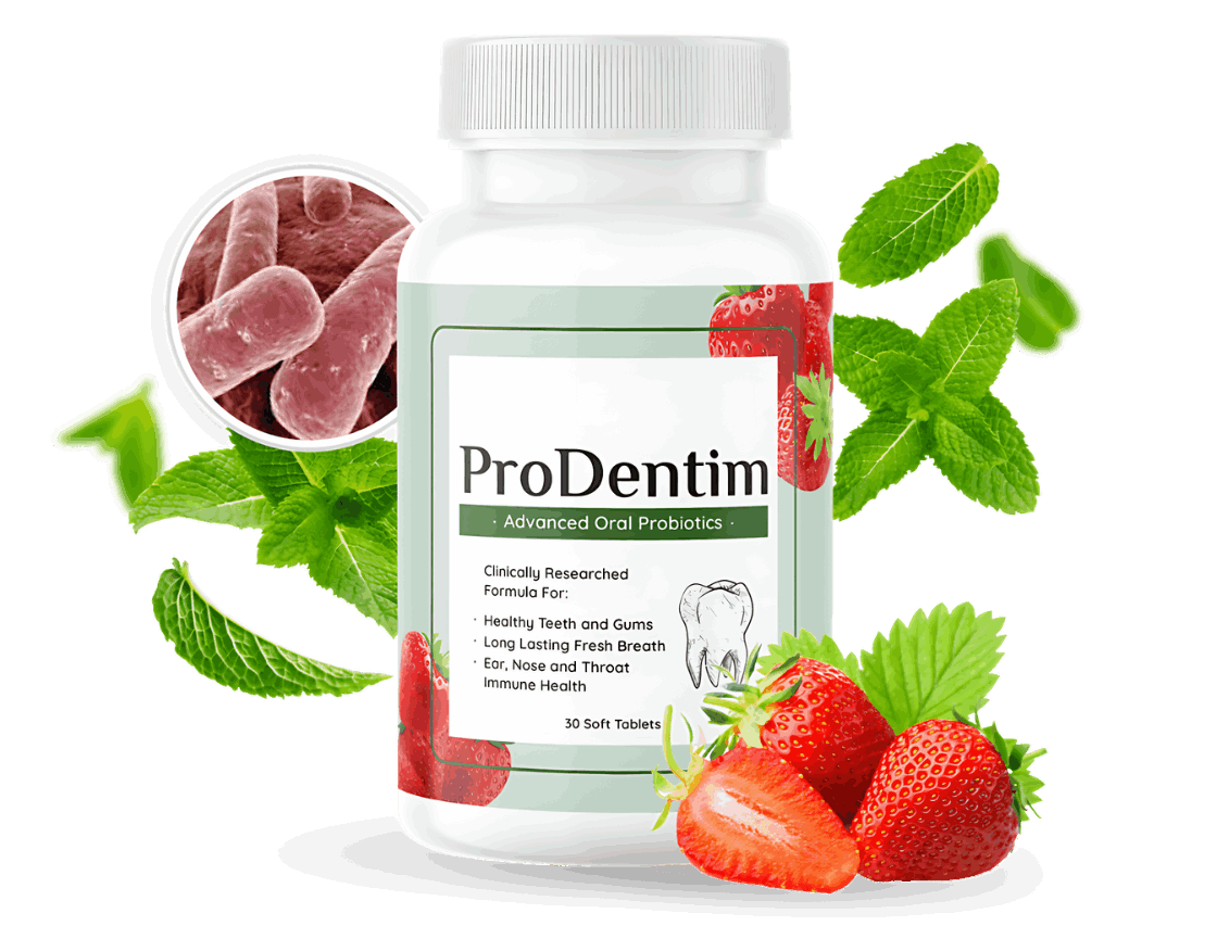 ProDentim Advanced Oral Probiotic bottle — clinically researched formula with natural ingredients
